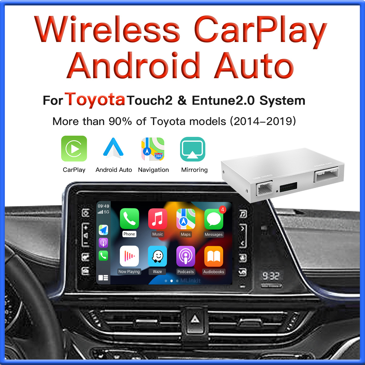 豐田車主福音 14-19款車型無線CarPlay/Android Auto解碼器，讓車機導航跨越升級